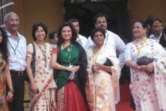 Veteran Assamese actress Smt. Jnanada Kakati, Smt. Vidya Rao, accalimed actor Sri Om Puri, Director Sri Jahnu Barua, Chairperson ASFFDC Smt.Bobbeeta Sharma, ASFFDC MD Smt.Nazreen Ahmed and Commissioner Culture Govt of Assam Sri Swapnanil Barua at red carpet Goa.
