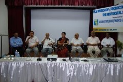  (L to R) - Prorietor Anuradha Cineplex Chinmoy Sharma, Director Timothy Hanse, veteran actor Kulada Kumar Bhattacharya, ASFFDC Chairperson Bobbeeta Sharma, Film Distributor C S Narain  Commissioner Culture Swapnanil Barua