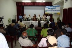 (L to R) - Prorietor Anuradha Cineplex Chinmoy Sharma, Director Timothy Hanse, veteran actor Kulada Kumar Bhattacharya, ASFFDC Chairperson Bobbeeta Sharma, Film Distributor C S Narain  Commissioner Culture Swapnanil Barua