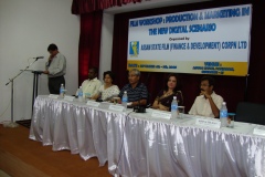 (L to R) - ASFFDC MD Nazreen Ahmed, Director Jahnu Barua, ASFFDC Chairperson Bobbeeta Sharma, Editor Shyamal Karmakar